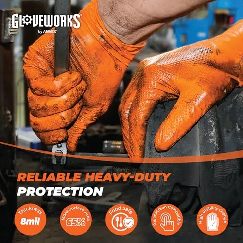 GLOVEWORKS 8 Mil Orange Nitrile Gloves Review image 2