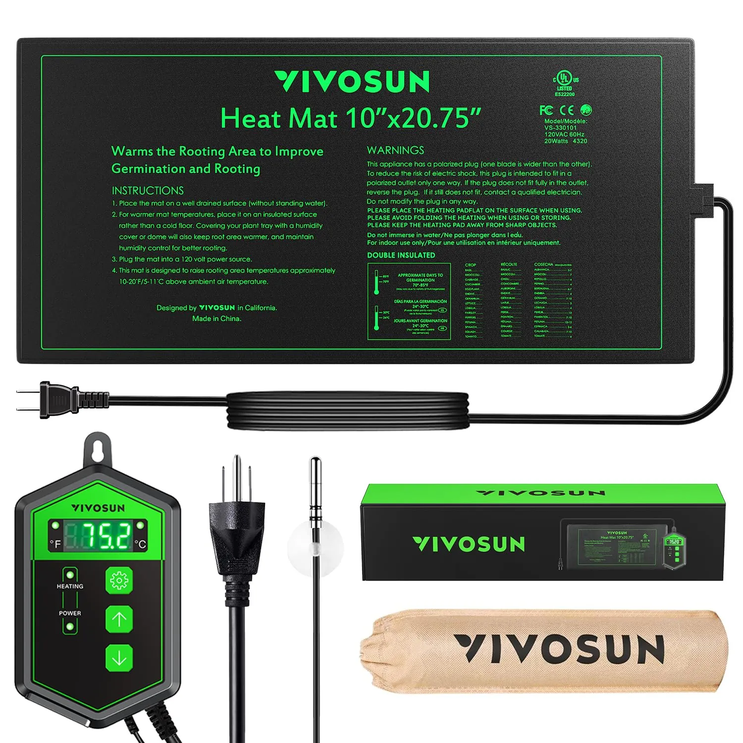 VIVOSUN Seedling Heat Mat Review: Thermostat Combo
