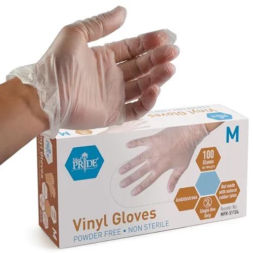 Med PRIDE Vinyl Gloves Review: Powder-Free Disposable Gloves
