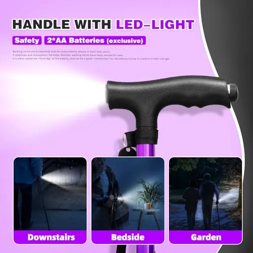 BigAlex Folding Walking Cane Review: LED Quad Base image 3